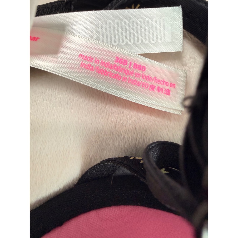 Victoria's Secret PINK Wear Everywhere Push-Up Bra Black Pastel Logo Print 36B - Picture 6 of 7